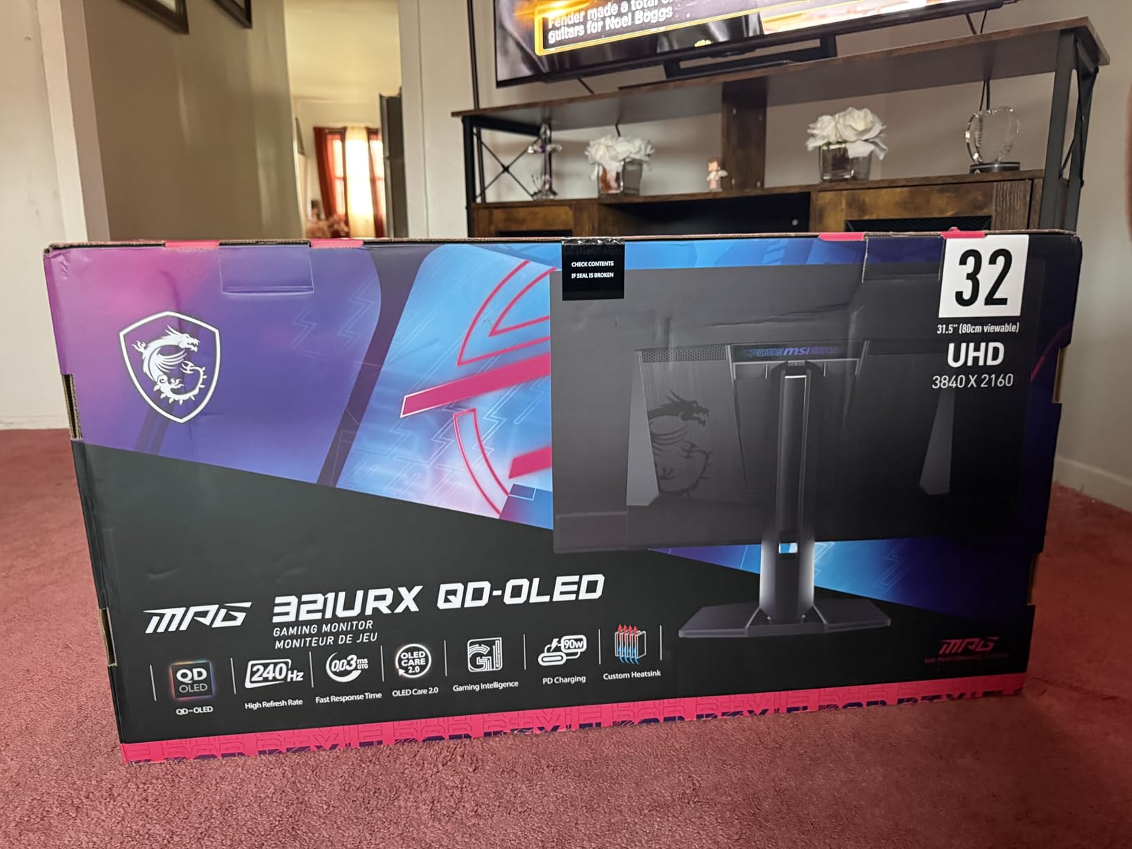 MSI MPG 271QRX QD-OLED 27 OLED Gaming Monitor, 2560 x 1440 (QHD), 0.03ms Response time, 360Hz, True Black HDR 400, HDMI, DP Port, USB Type C, Tilt, Height, Black customer photo 1