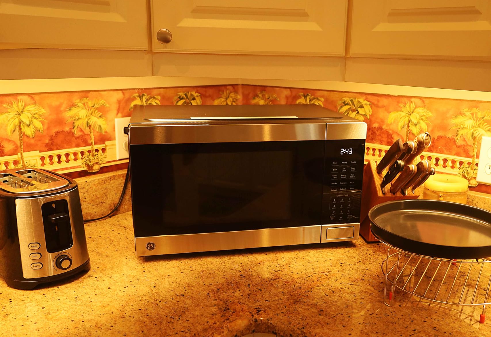 GE 4-in-1 Countertop Microwave Oven, 1.0 Cu Ft, 1050W Convection Microwave with Air Fry & Broil, Compact and Quiet, Stainless Steel, Ideal for Apartments, Dorms & Offices, GCST10A1WSS customer photo 2