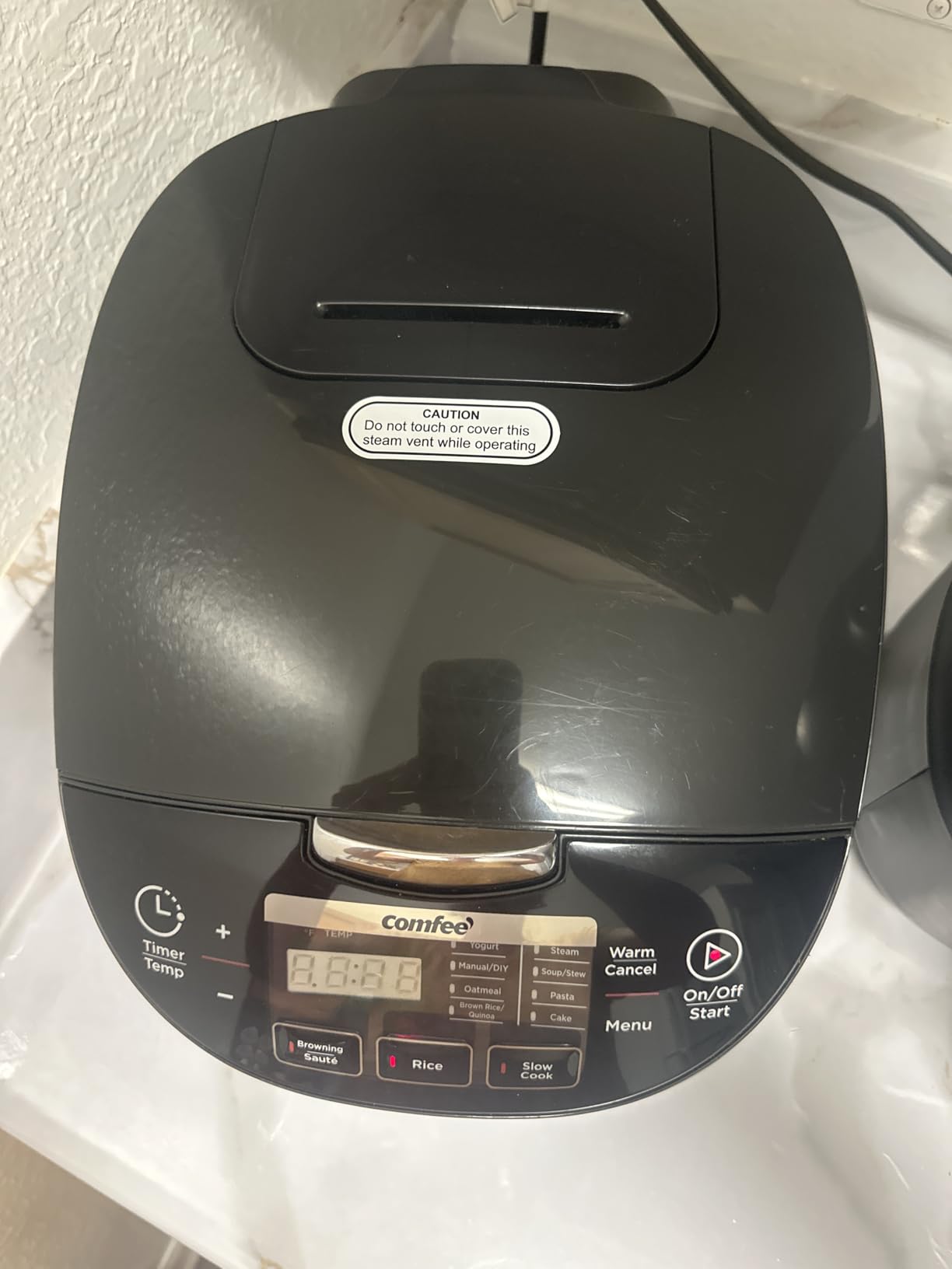 COMFEE' Rice Cooker 12 Cups Cooked/6 Cups Uncooked, Portable Non-Stick Rice Maker, Japanese Rice Cooker with Fuzzy Logic Technology, 24-Hour Timer Delay, 11 Presets, Steamer, Fast Cooker, Grain Cooker, Black customer photo 1