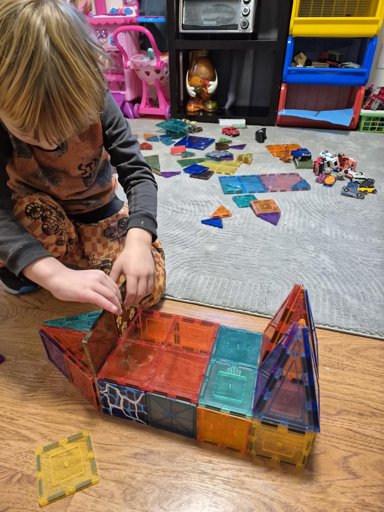 PicassoTiles 100 Piece Set - Clear Magnetic 3D Building Blocks Construction Set customer photo 2