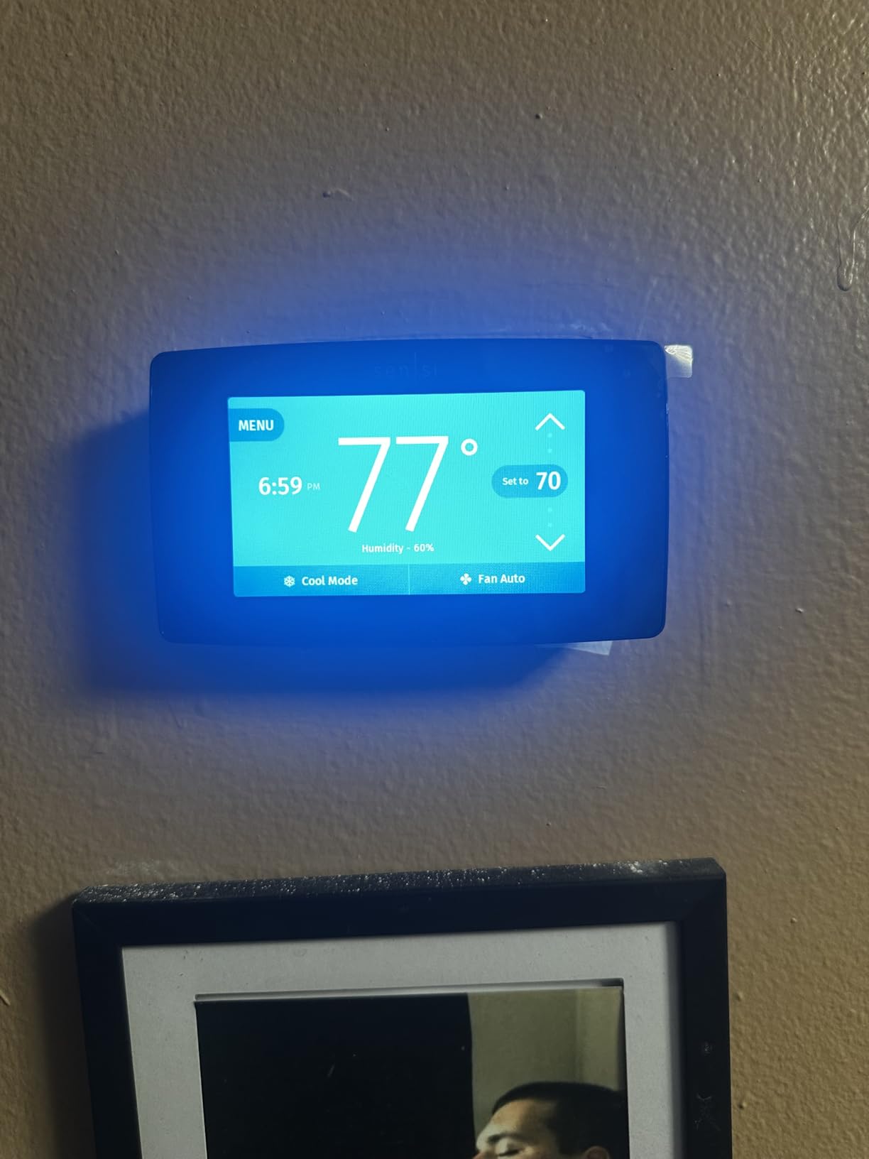 Sensi Touch Smart Thermostat by Emerson with Touchscreen Color Display, Programmable, Wi-Fi, Mobile App, Easy DIY, Data Privacy, Works with Alexa, Energy Star Certified, ST75 - Black, C-Wire Required customer photo 2
