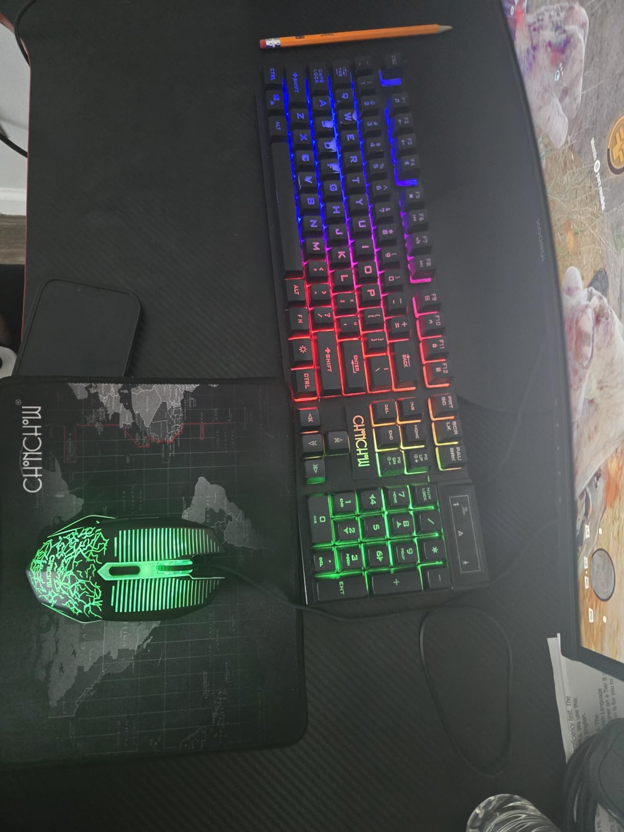 Keyboard and Mouse Gaming LED Wired Combo with Emitting Character Keyboard 4800DPI 2 Side Button USB Mouse Rainbow Backlit Mechanical Feeling Compatible with PC Raspberry Pi Mac Xbox one ps4 Customer Review Keyboard and Mouse Gaming LED Wired Combo with Emitting Character Keyboard 4800DPI 2 Side Button USB Mouse Rainbow Backlit Mechanical Feeling Compatible with PC Raspberry Pi Mac Xbox one ps4 - Customer Photo 2