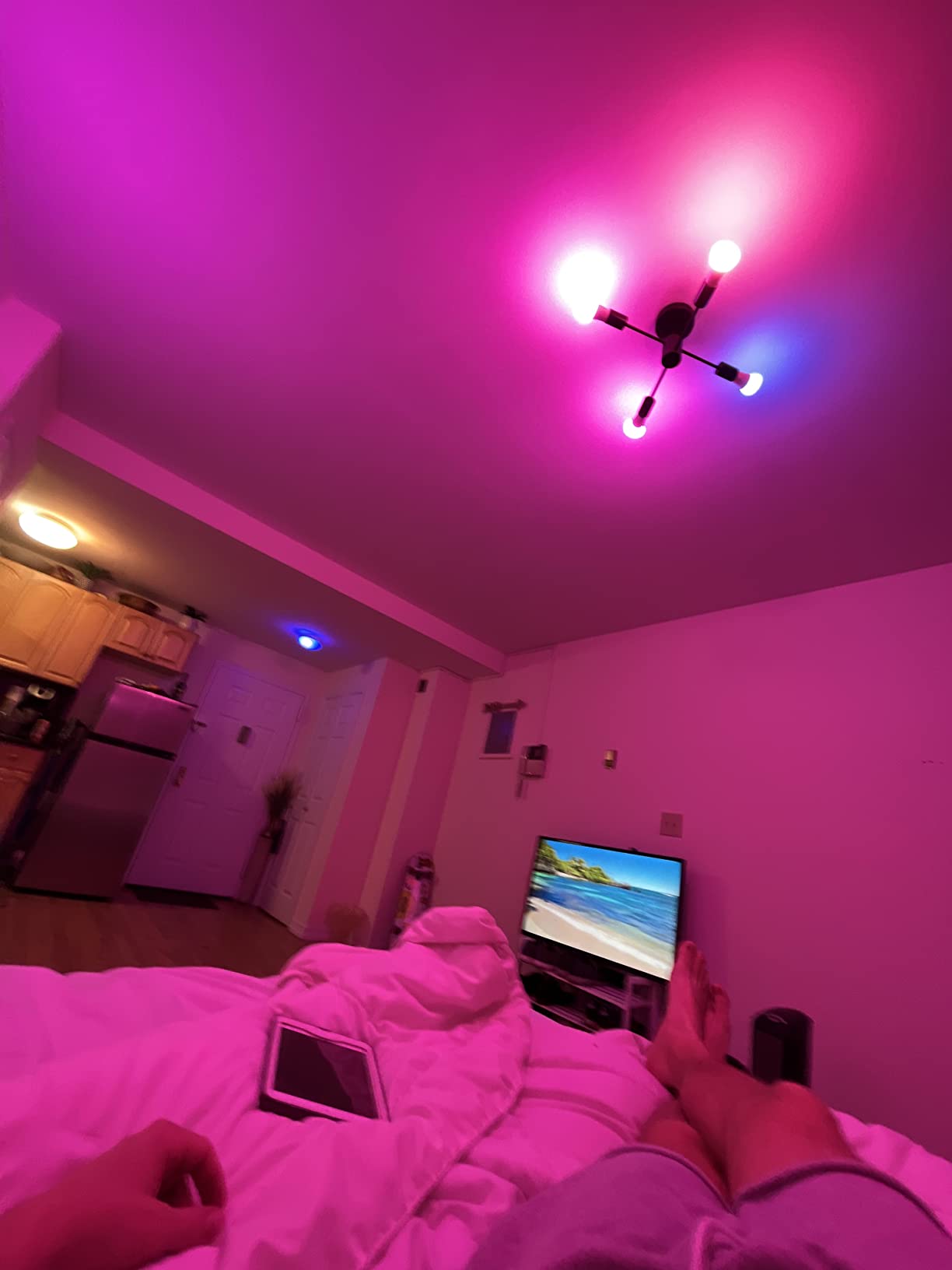Philips Hue Smart Light Starter Kit - Includes (1) Bridge and (4) 75W A19 E26 LED Smart White and Color Ambiance Bulbs - Control with App - Compatible with Alexa, Google Assistant, and Apple HomeKit customer photo 1