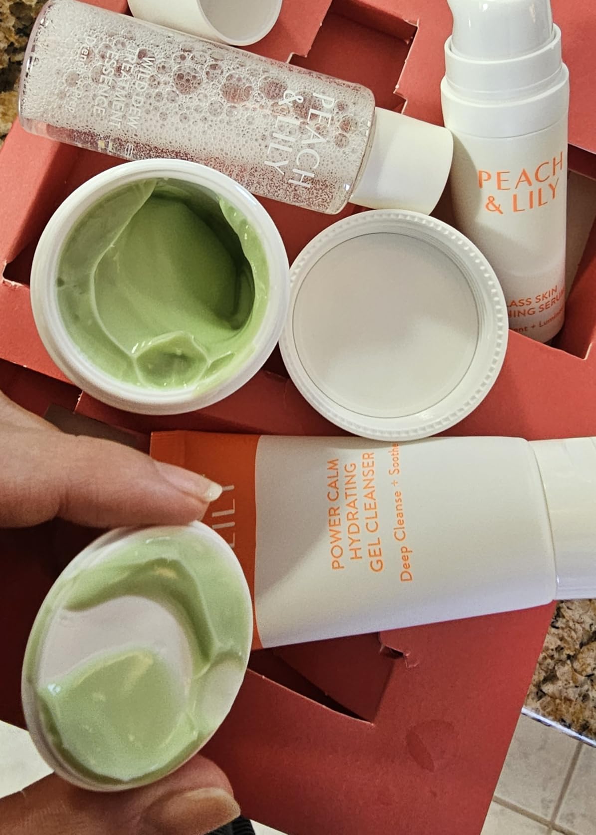 Peach & Lily - Glass Skin Discovery Kit (4 Products) - 1 Cleanser, 1 Essence, 1 Serum & 1 Cream - Skin Care Set - Acne Routine - Travel Essentials - Self Care - Vegan & Cruelty Free - Korean Beauty customer photo 2
