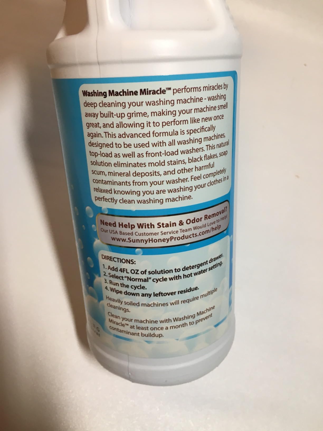 Sunny & Honey Liquid Washing Machine Cleaner & Deodorizer – Eco-Friendly Tub Treatment for Top and Front Load, 32 fl oz Washing Machine Deodorizer Customer Review Sunny & Honey Liquid Washing Machine Cleaner & Deodorizer – Eco-Friendly Tub Treatment for Top and Front Load, 32 fl oz Washing Machine Deodorizer - Customer Photo 1
