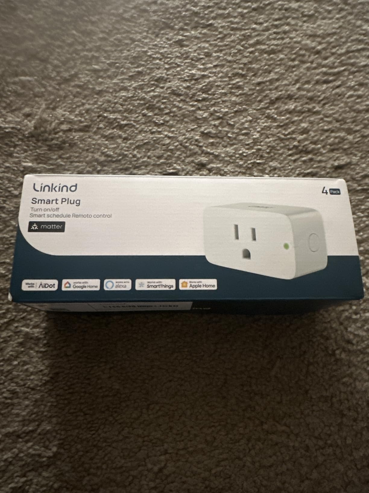 Linkind Matter Smart Plug, Work with Apple Home, Siri, Alexa, Google, SmartThings, Smart Home Smart Outlet Timer 15A/1800W, APP Remote Control & Schedule, ETL & FCC Certified, 2.4G Wi-Fi Only, 4 Pack customer photo 1