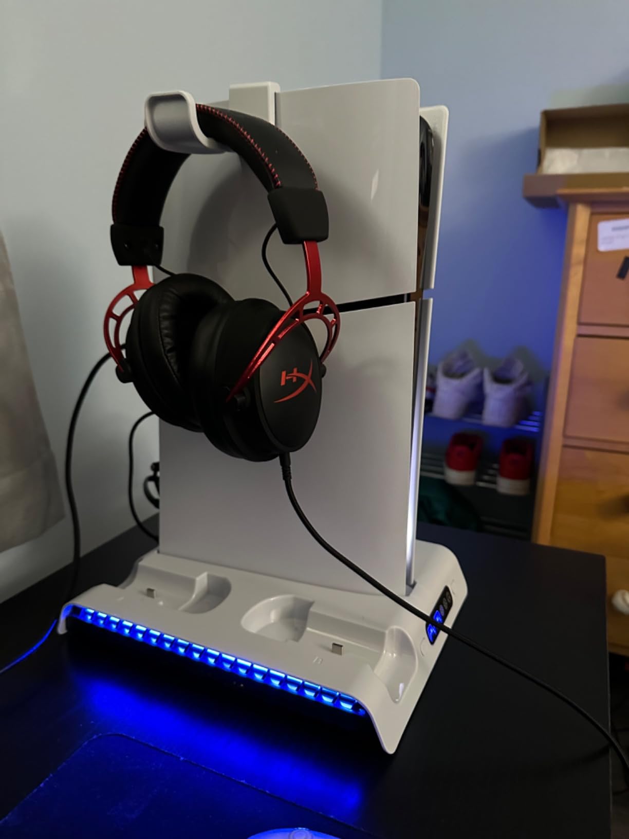 FASTSNAIL Charging Stand with Cooling Fan for PS5 Pro/Slim Console, Vertical Controller Charger Station with 9 RGB Lights & Headset Hook & 3-Level Silent Fan, Cooler Accessories for PS5 Pro/Slim - Customer Photo 1
