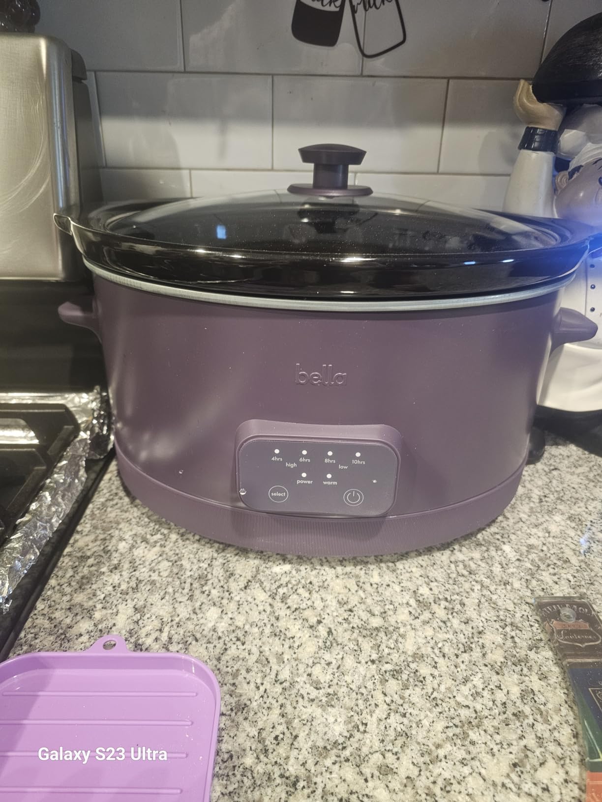 bella 6.0 Qt Programmable Slow Cooker, Ceramic Nonstick Coating, Adjustable Temperature & Cooking Times, Dishwasher Safe Stoneware Pot & Tempered Glass Lid, Oatmilk customer photo 2