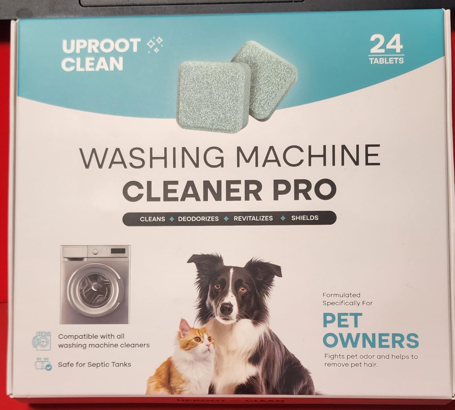 Uproot Clean Washing Machine Cleaner Tablets - 24 Pack for a 12 Month Supply. Formulated for Pet Owners. Compatible with HE, Top & Front Load. Easily Removes Residue, Grime, and Odors. Septic Safe. Customer Review Uproot Clean Washing Machine Cleaner Tablets - 24 Pack for a 12 Month Supply. Formulated for Pet Owners. Compatible with HE, Top & Front Load. Easily Removes Residue, Grime, and Odors. Septic Safe. - Customer Photo 2