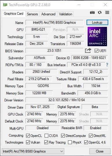 Intel Arc B580 Challenger 12GB OC Graphics Card, 2740 MHz GPU Clock, 12GB GDDR6, DisplayPort 2.1, HDMI 2.1a, Dual Fan Cooling, 0dB Silent Operation customer photo 1