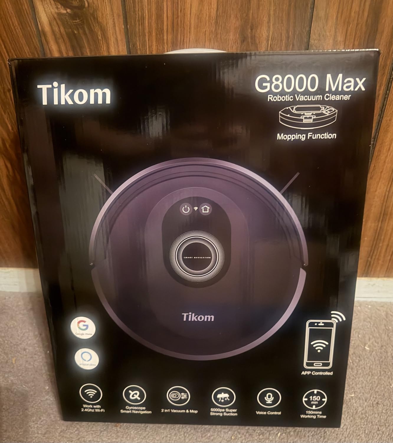 Tikom Robot Vacuum and Mop Combo, 5000Pa Robotic Vacuum Cleaner, 150 Min Max, App & Remote Control, Ideal for Hard Floor, Carpet, Pet Hair, Self-Charge (G8000 Max) customer photo 2