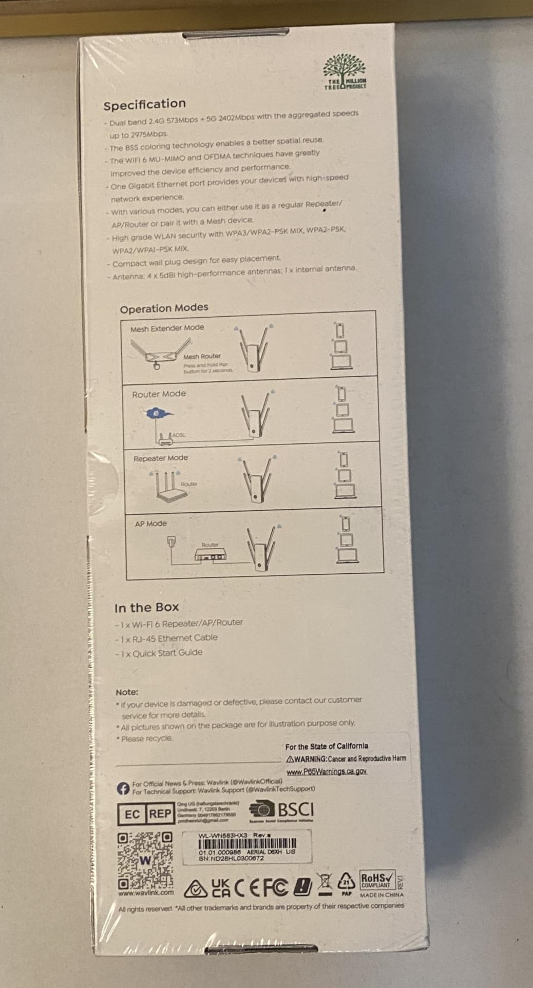 WAVLINK AX3000 WiFi 6 Extender - Internet Extender WiFi Booster with 5 High-Gain Antennas & Beamforming, Dual Band Whole Home Coverage, Gigabit Port, Repeater/AP/Router Mode for 256 Devices - Customer Photo 1