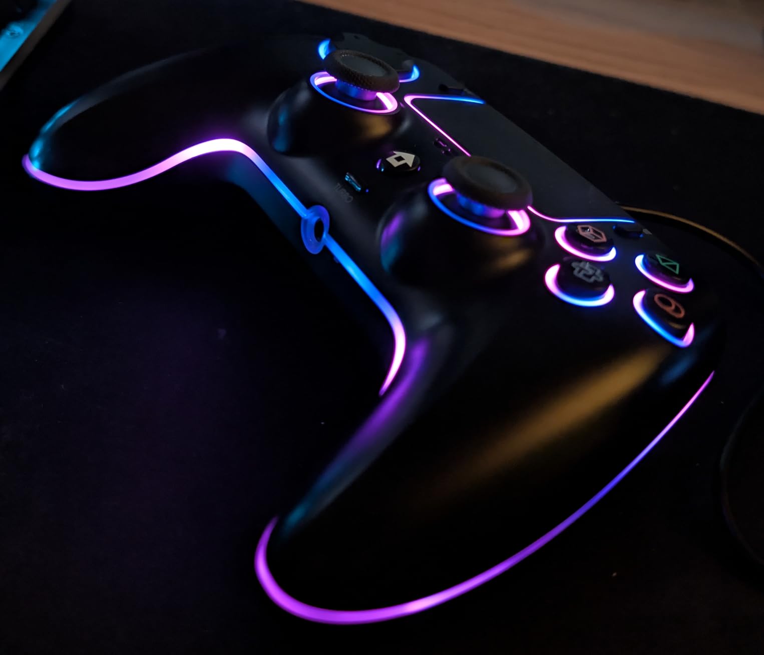 Wireless Pink White gradient Controller for PS5 Pro/PlayStation-5/PC/Mac/Steam Deck with Hall Effect joystick trigger/Back Paddles/Cool RGB/TURBO/headphone Jack - Built-in Speakers Support P-S5 Console Audio Customer Review Wireless Pink White gradient Controller for PS5 Pro/PlayStation-5/PC/Mac/Steam Deck with Hall Effect joystick trigger/Back Paddles/Cool RGB/TURBO/headphone Jack - Built-in Speakers Support P-S5 Console Audio - Customer Photo 1