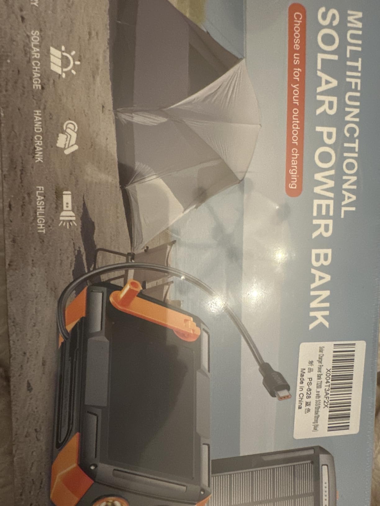 Solar Charger Power Bank 73200mAh, Portable Laptop Charger with 100W USB-C in/Output, Built-in Cables, Hand Crank Power Bank for Mobile Phones, Ideal for Outdoor Use with SOS/Strobe/Strong (orange) - Customer Photo 2