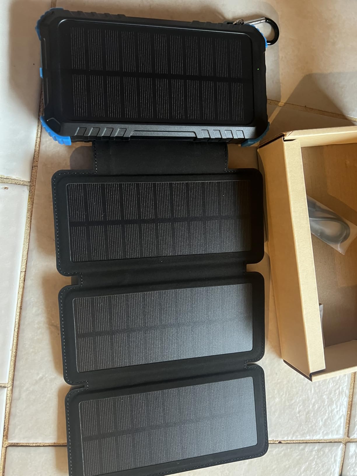 Solar Power Bank 45800mAh with 4 Panels, Portable Solar Charger with Build-in 3 Cables for iPhone, USB C in/Output 15W Fast Charging External Battery Pack with Flashlight & Camping Light - Customer Photo 2