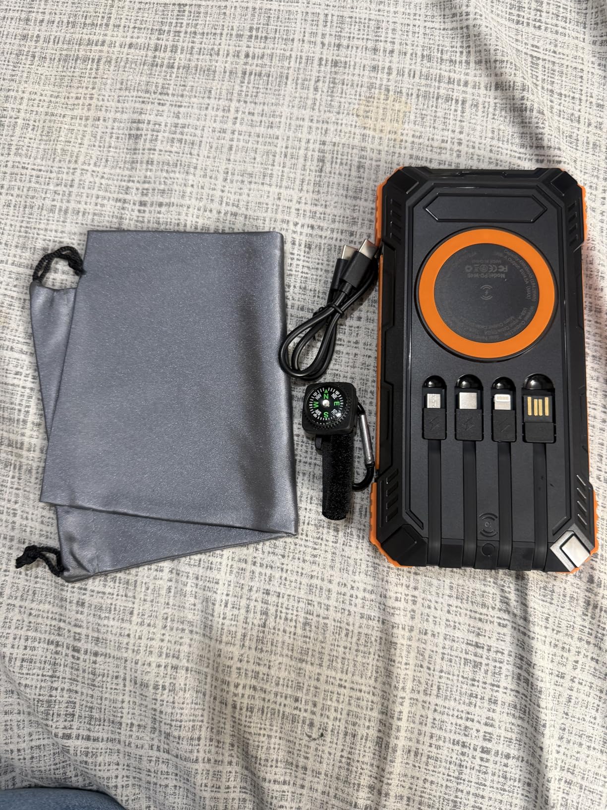 Solar Power Bank,49800mAh Wireless Portable Phone Charger with Built-in 4 Cables,22.5W Fast Charging External Battery Pack PD 3.0 USB-C In/Output for iPhone,iPad,Android,Perfect for Camping, Hiking customer photo 1