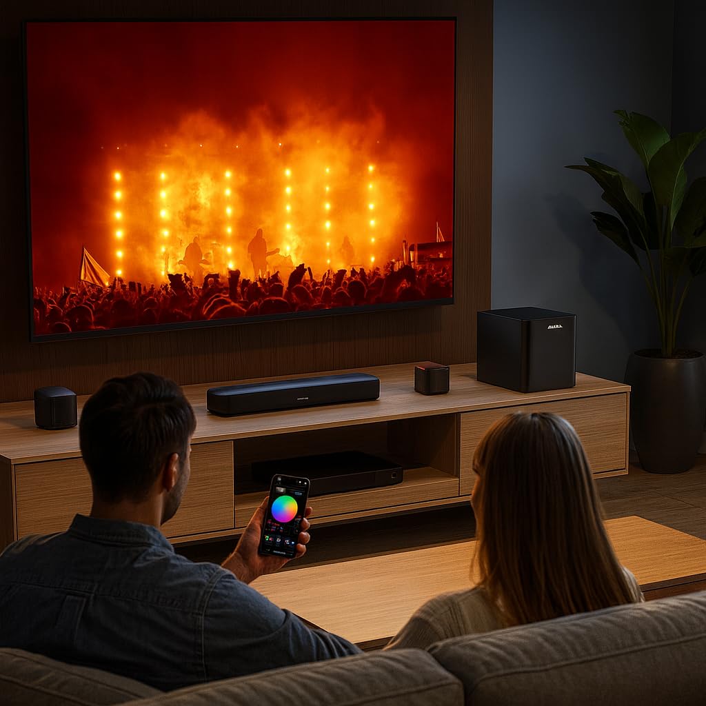 ULTIMEA 7.1ch Sound Bar with Dolby Atmos, Surround Sound System for TV with 4 Surround Speakers, Sound Bar for Smart TV with App Control, Soundbar with Subwoofer for Home Theater, HDMI eARC, Aura A60 Customer Review ULTIMEA 7.1ch Sound Bar with Dolby Atmos, Surround Sound System for TV with 4 Surround Speakers, Sound Bar for Smart TV with App Control, Soundbar with Subwoofer for Home Theater, HDMI eARC, Aura A60 - Customer Photo 2