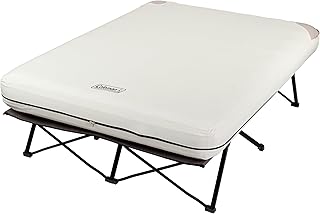 Coleman Queen-Size Airbed Cot Combination, Folding Air Mattress with Steel Frame & Side Table, Battery Pump Included, Great for Camping, Lounging, Elevated Sleeping, Guests, & More Coleman Queen-Size Airbed Cot Combination, Folding Air Mattress with Steel Frame & Side Table, Battery Pump Included, Great for Camping, Lounging, Elevated Sleeping, Guests, & More -