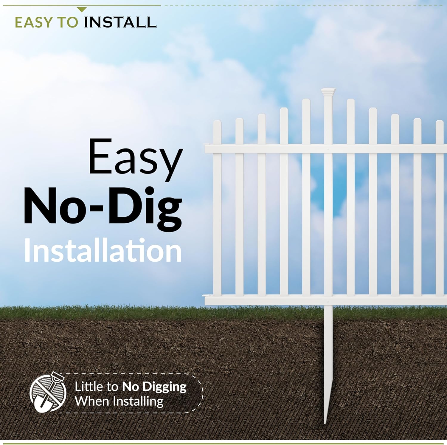 3.5ft H x 7.6ft W (2 Panels) No Dig Zippity Manchester Fence Kit, White Vinyl Picket Fence Panels, Perfect Durable Temporary Outdoor Fence for Backyard, Patio, or Garden, ZP19018 - Customer Photo 2