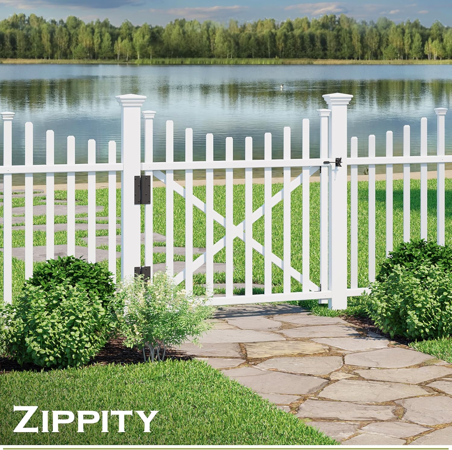 3.8ft H x 4.1ft W (1 Gate) Zippity Manchester Gate Kit, White Vinyl Picket Fence Gate Kit for Manchester Fence Panels, Gate for Backyard, Patio, Outdoor, & Garden Fence, ZP19019 - Customer Photo 2