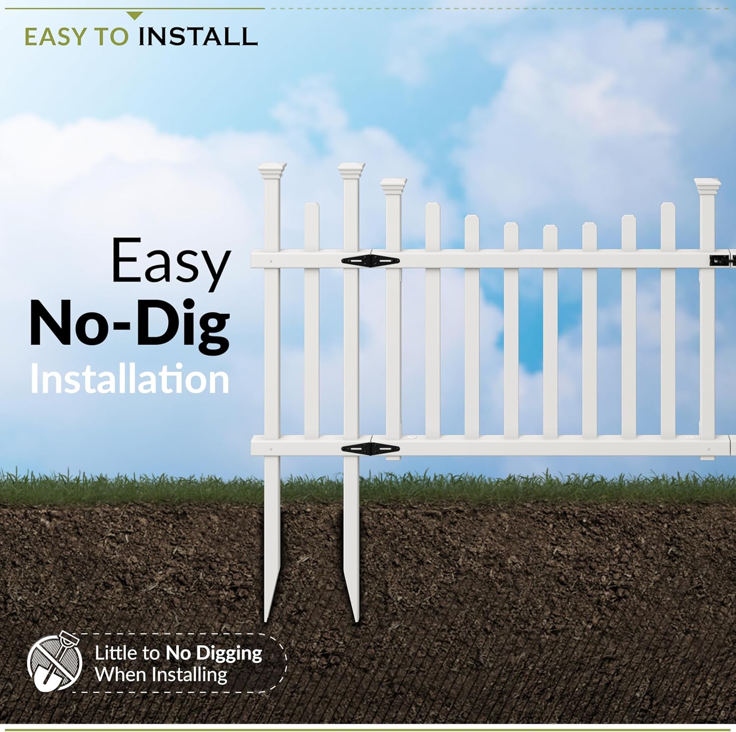 2.5ft H x 5.1ft W (1 Gate) No Dig Zippity Madison Gate Kit, White Vinyl Picket Fence Gate Kit for Madison Fence Panels, Child or Dog Gate for Backyard, Patio, Outdoor, or Garden Fence, ZP19028 - Customer Photo 2