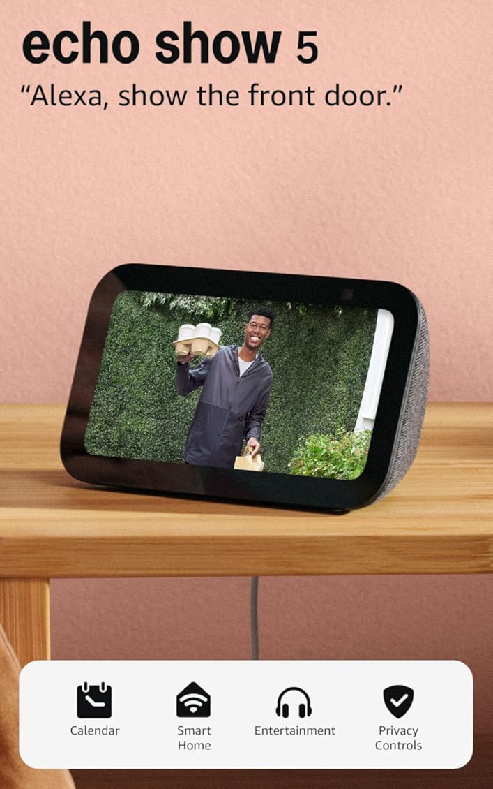 Amazon Echo Show 5 (newest model), Smart display, Designed for Alexa+, 2x the bass and clearer sound, Charcoal customer photo 1