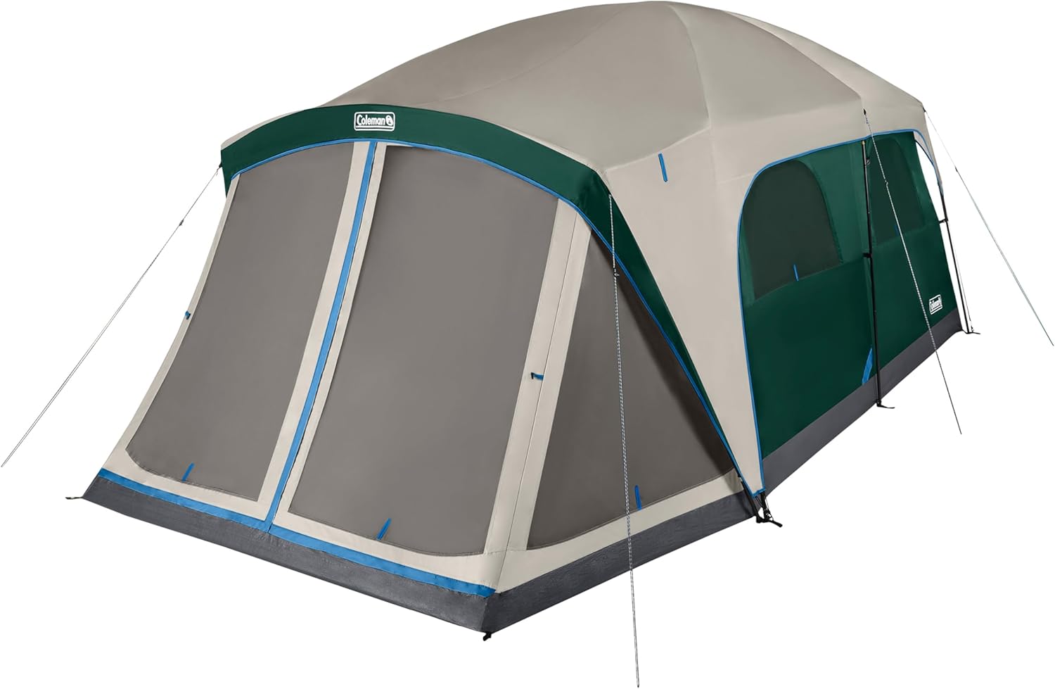 Coleman Skylodge 12-Person Camping Tent with Rainfly & Screened Porch, XL Weatherproof Family Tent Fits 4 Queen-Sized Airbeds, Color-Coded Poles & Sleeves, Made of PFAS-Free Materials - Coleman