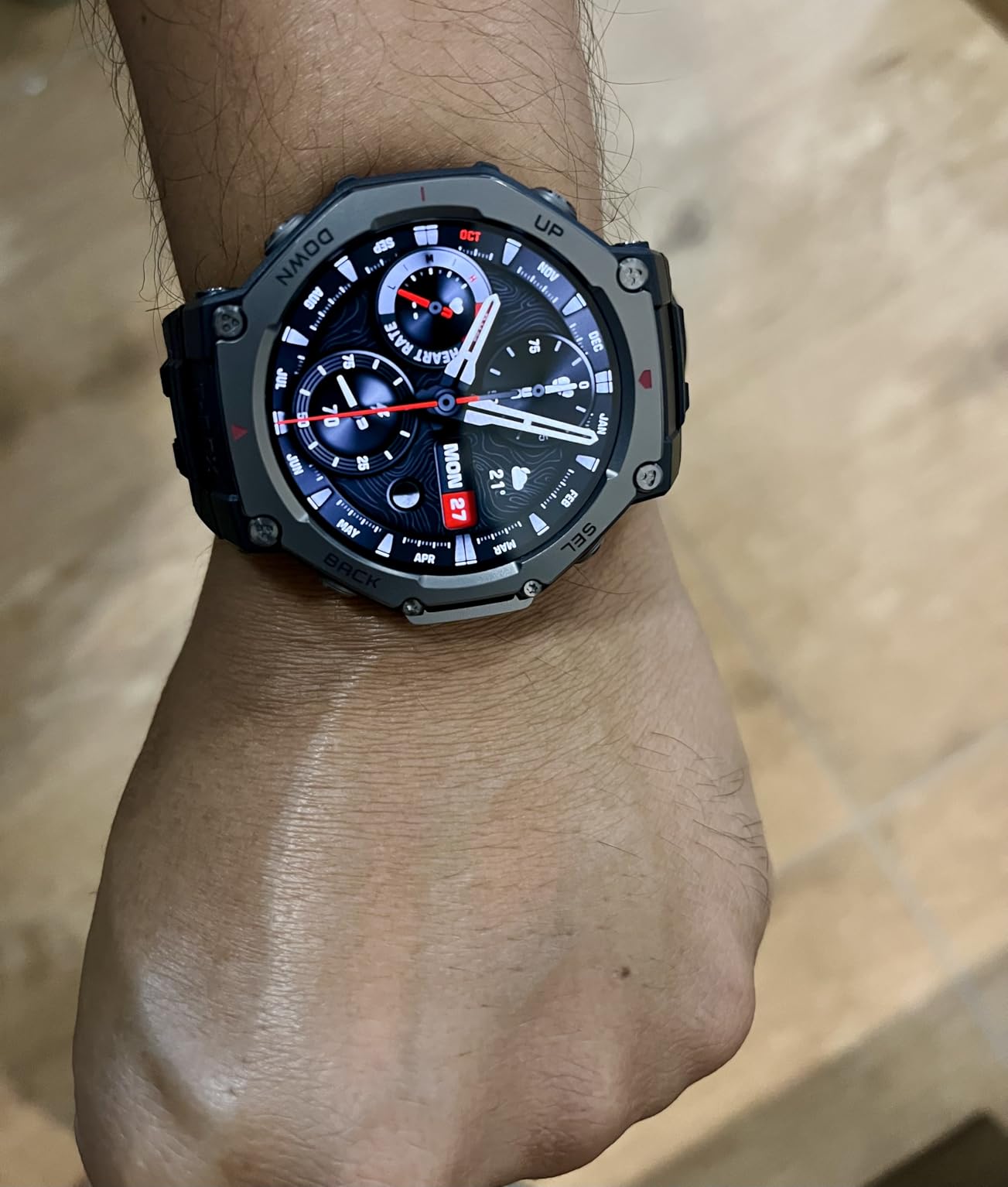Amazfit T-Rex 3 Rugged/Military Smart Watch 48mm, GPS (with Privacy), Offline Maps, Long Battery Life,328 Feet Water-Resistant, 170 Fitness/Sport Modes, AI, Voice Control, for Android or iPhone, Black Customer Review Amazfit T-Rex 3 Rugged/Military Smart Watch 48mm, GPS (with Privacy), Offline Maps, Long Battery Life,328 Feet Water-Resistant, 170 Fitness/Sport Modes, AI, Voice Control, for Android or iPhone, Black - Customer Photo 1