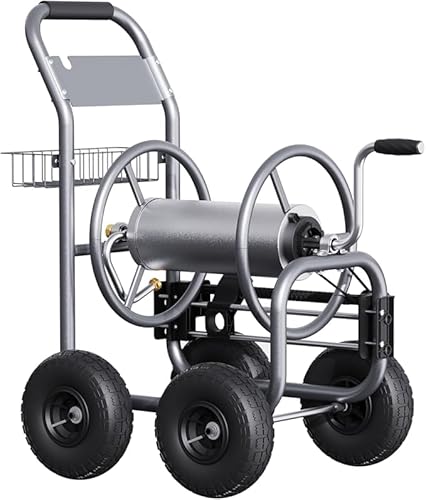 Giraffe Tools Heavy Duty Garden Hose Reel Cart with Wheels - Industrial Outdoor Hose Storage Reel, Pre-Installed Guide for 250-Feet of 5/8 Giraffe Tools Heavy Duty Garden Hose Reel Cart with Wheels - Industrial Outdoor Hose Storage Reel, Pre-Installed Guide for 250-Feet of 5/8