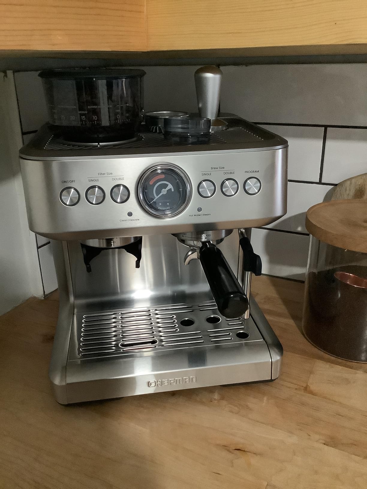 Chefman Crema Supreme 15 Bar Espresso Machine with Milk Frother, Barista Steam Wand, Professional Coffee Maker with Coffee Grinder, 30 Grind Settings, 3L Removable Water Tank - Stainless Steel Customer Review Chefman Crema Supreme 15 Bar Espresso Machine with Milk Frother, Barista Steam Wand, Professional Coffee Maker with Coffee Grinder, 30 Grind Settings, 3L Removable Water Tank - Stainless Steel - Customer Photo 1