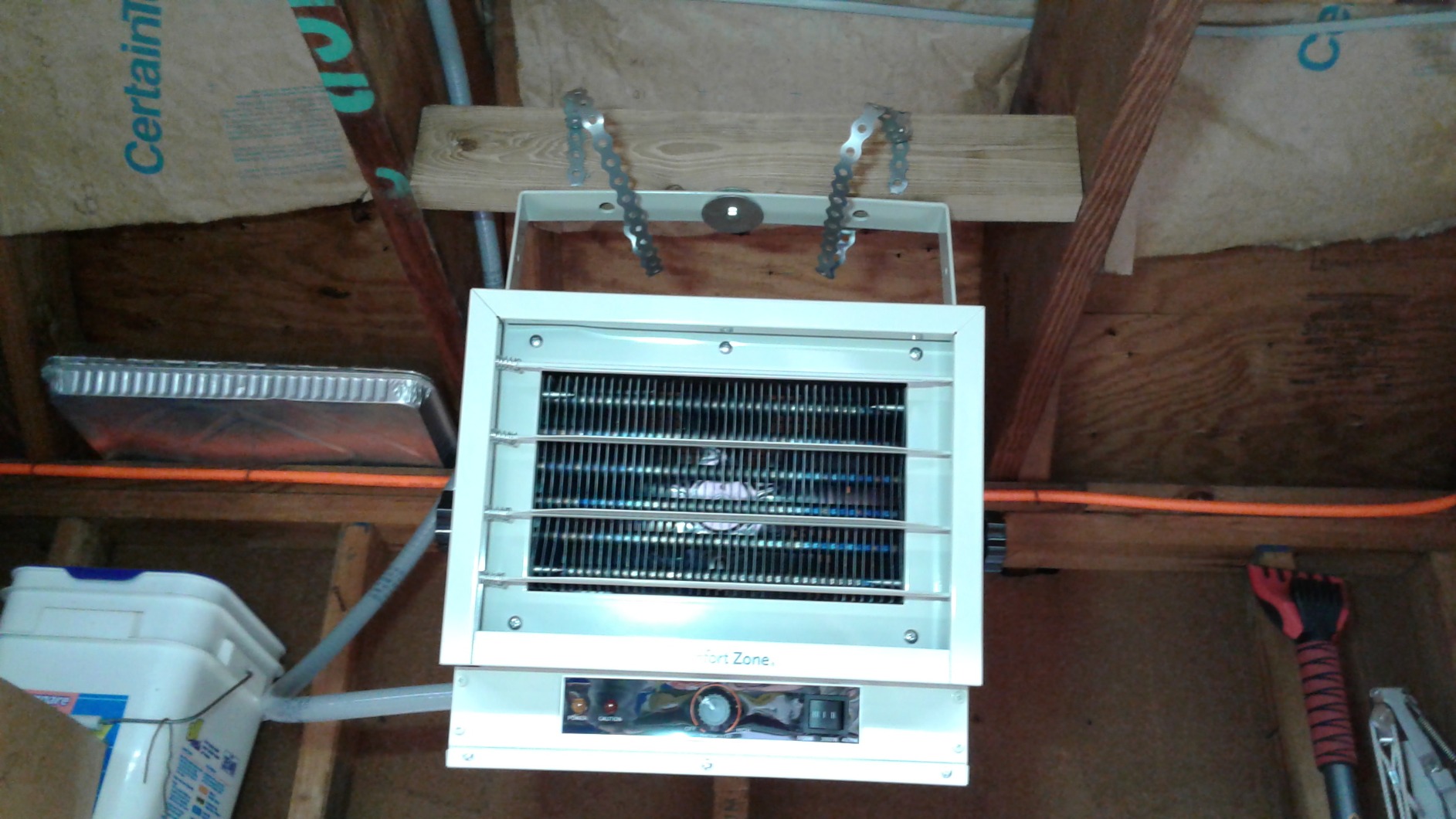 Comfort Zone Hard-Wired Ceiling Mount Garage Electric Space Heater, Fan-Forced, 5,000 watt, 240 volt, Overheat Protection, Thermal Cut-Out Switch, CZ220 customer photo 2