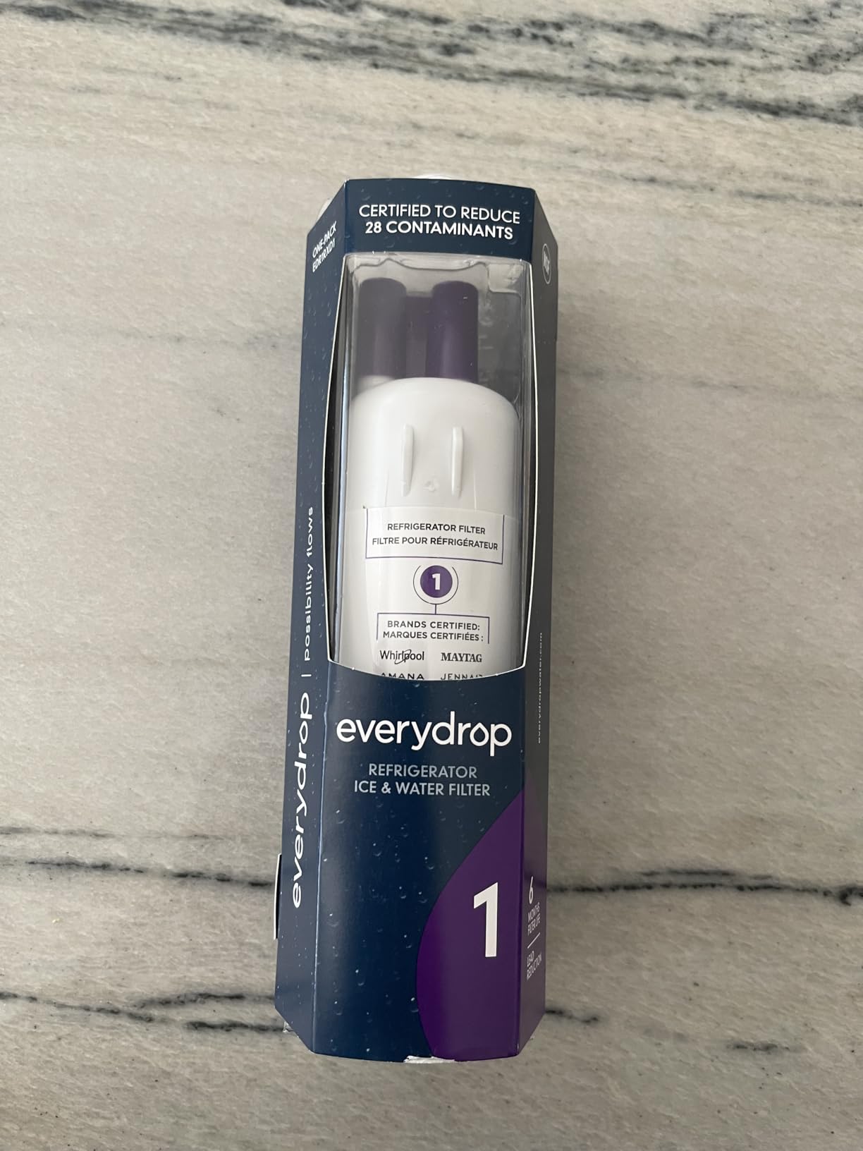 everydrop by Whirlpool Ice and Water Refrigerator Filter 1, EDR1RXD1, Single-Pack , Purple customer photo 2