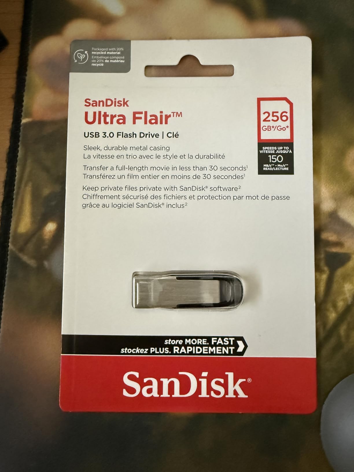 SanDisk 128GB Ultra Flair USB 3.0 Flash Drive - SDCZ73-128G-G46, black customer photo 2