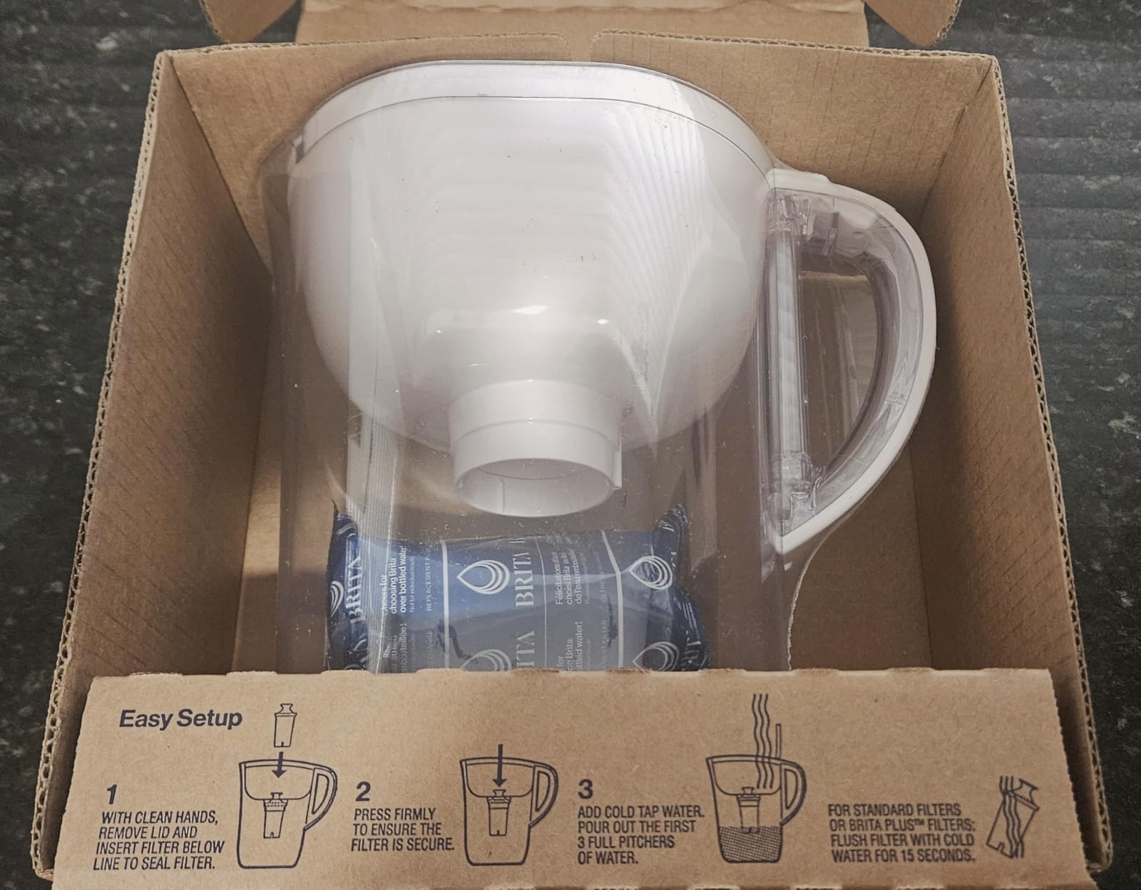 Brita Large 10 Cup Water Filter Pitcher, Includes 1 Filter, Bright White | WQA and NSF/ANSI Certified, Reduces Chlorone, Copper, Mercury & Cadmium, Lasts 2 Months, Household Essential customer photo 2