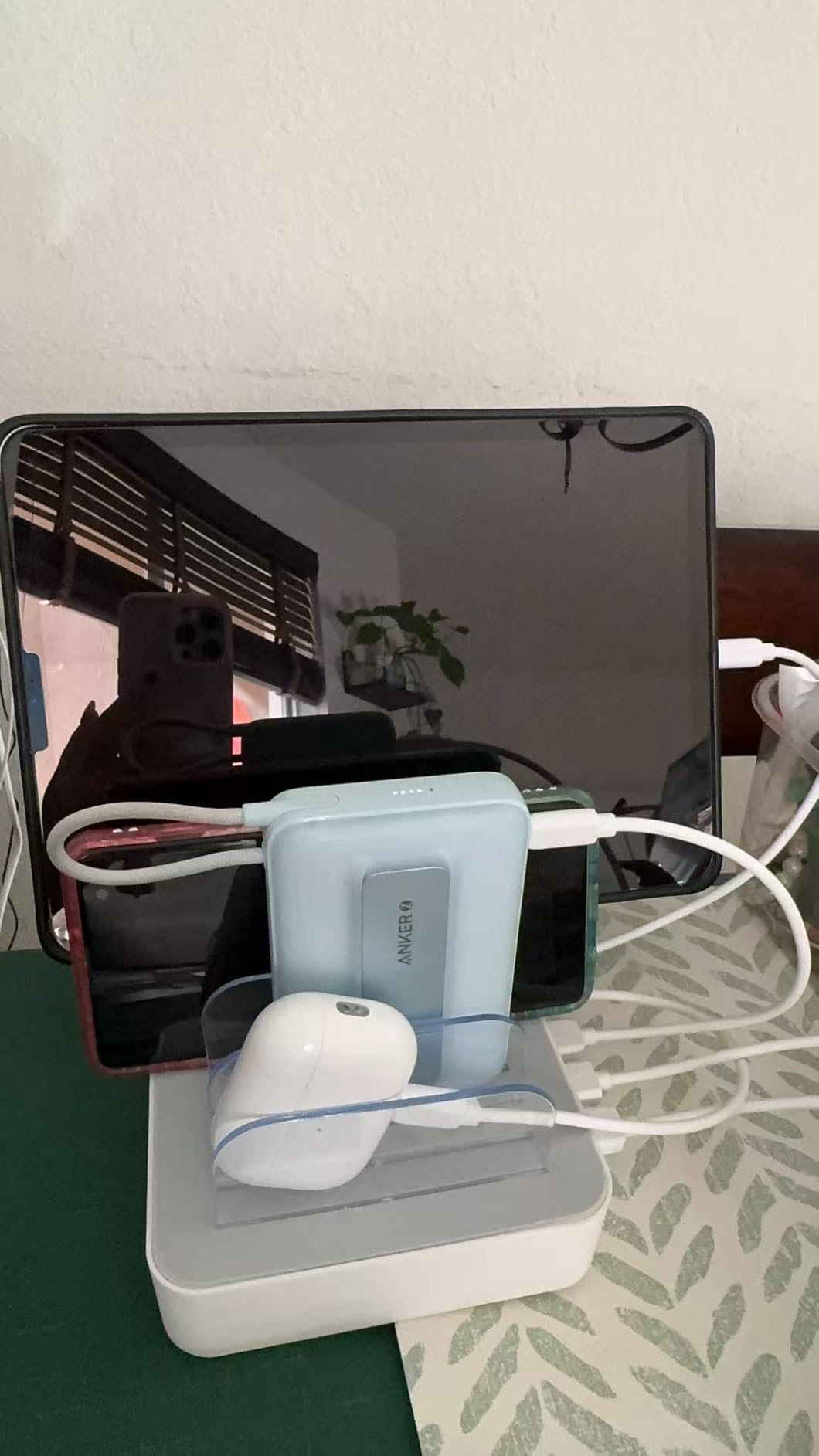 MSTJRY Charging Station for Multiple Devices : 5 Port Multi USB-A Charger Stations Multi-Device Organizer Charging Dock Designed for iPhone iPad Cell Phone Tablets (7 Short Cables Included) customer photo 1