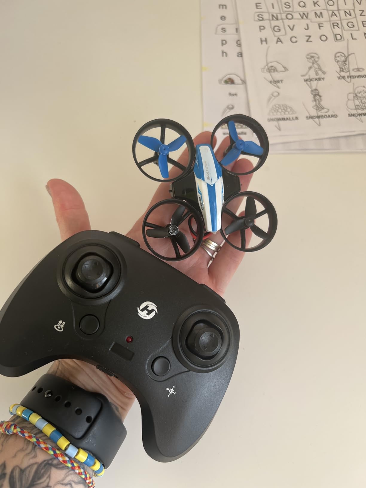 Mini Drone for Kids and Beginners RC Nano Quadcopter Indoor Small Helicopter Plane with Auto Hovering, 3D Flips, Headless Mode and 3 Batteries, Great Gift Toy for Boys and Girls, HS210 Blue customer photo 1