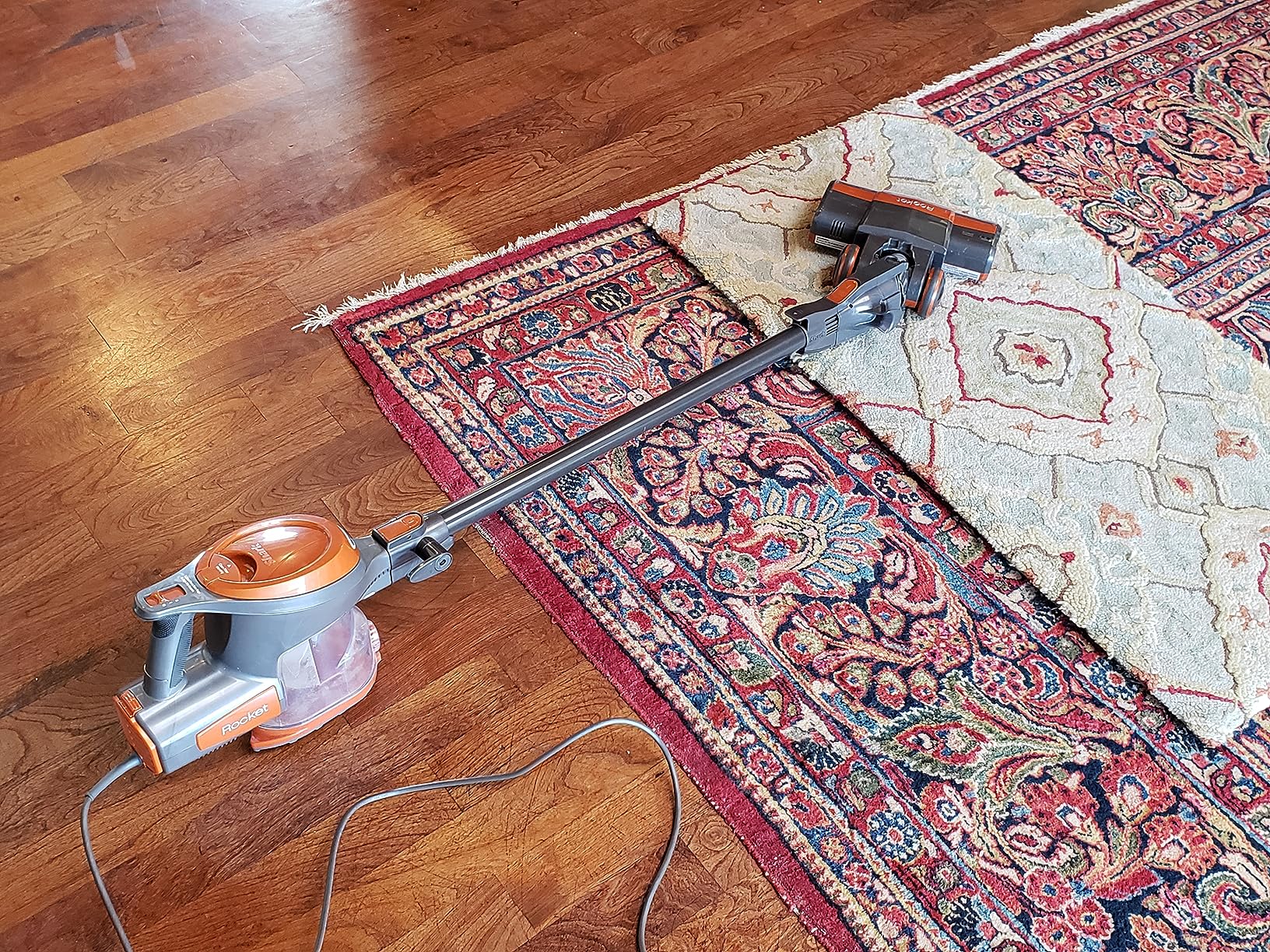 Shark Rocket HV302 Ultra-Light Corded Bagless Vacuum for Carpet and Hard Floor Cleaning with Swivel Steering, Orange (Renewed) customer photo 2