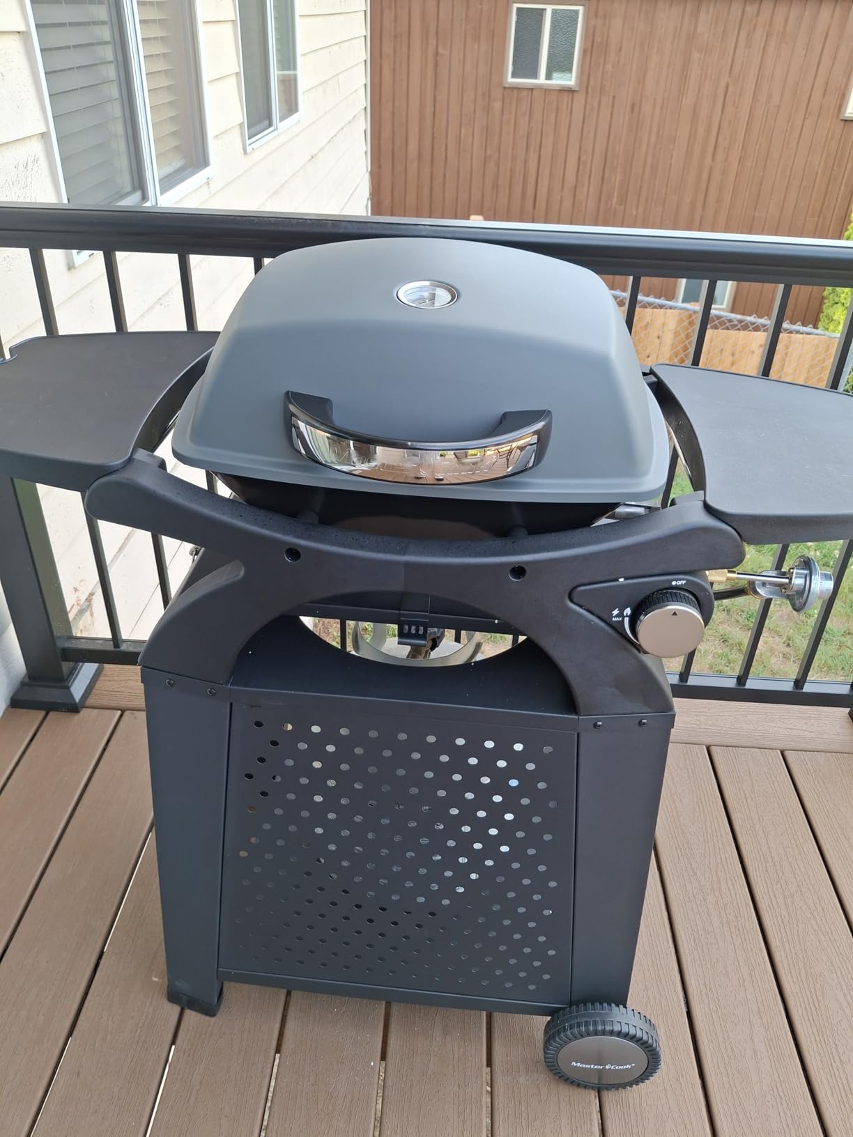 MASTER COOK 3 Burner BBQ Propane Gas Grill, 472 Sq. In. Cooking Area, 30,000 BTU Stainless Steel Barbecue Grill with Two Foldable Shelves for Outdoor Patio, Backyard customer photo 1