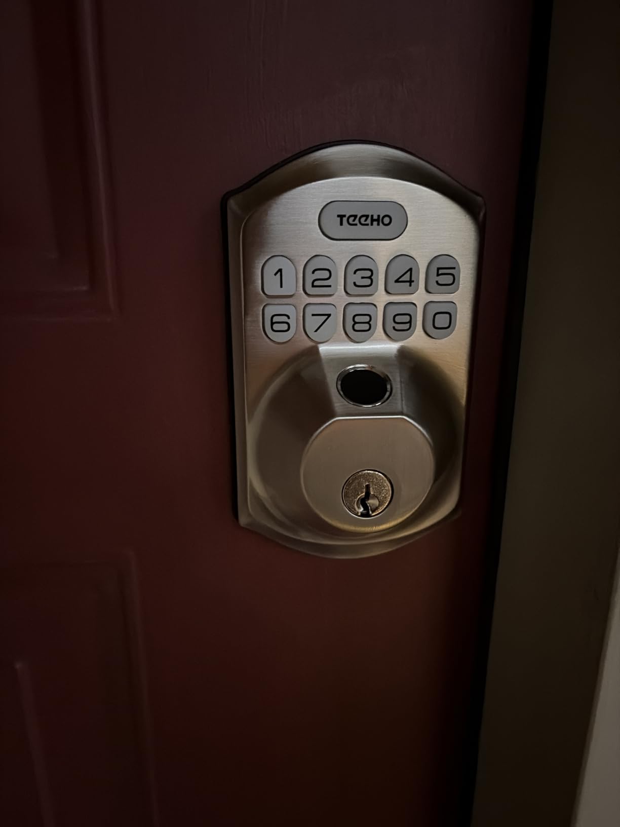 TEEHO TE002 Fingerprint Deadbolt with Keypad for Front Door, Matte Black | 1-Second Fingerprint Unlock, ANSI Grade 3, 20 User Codes, Auto Lock customer photo 1