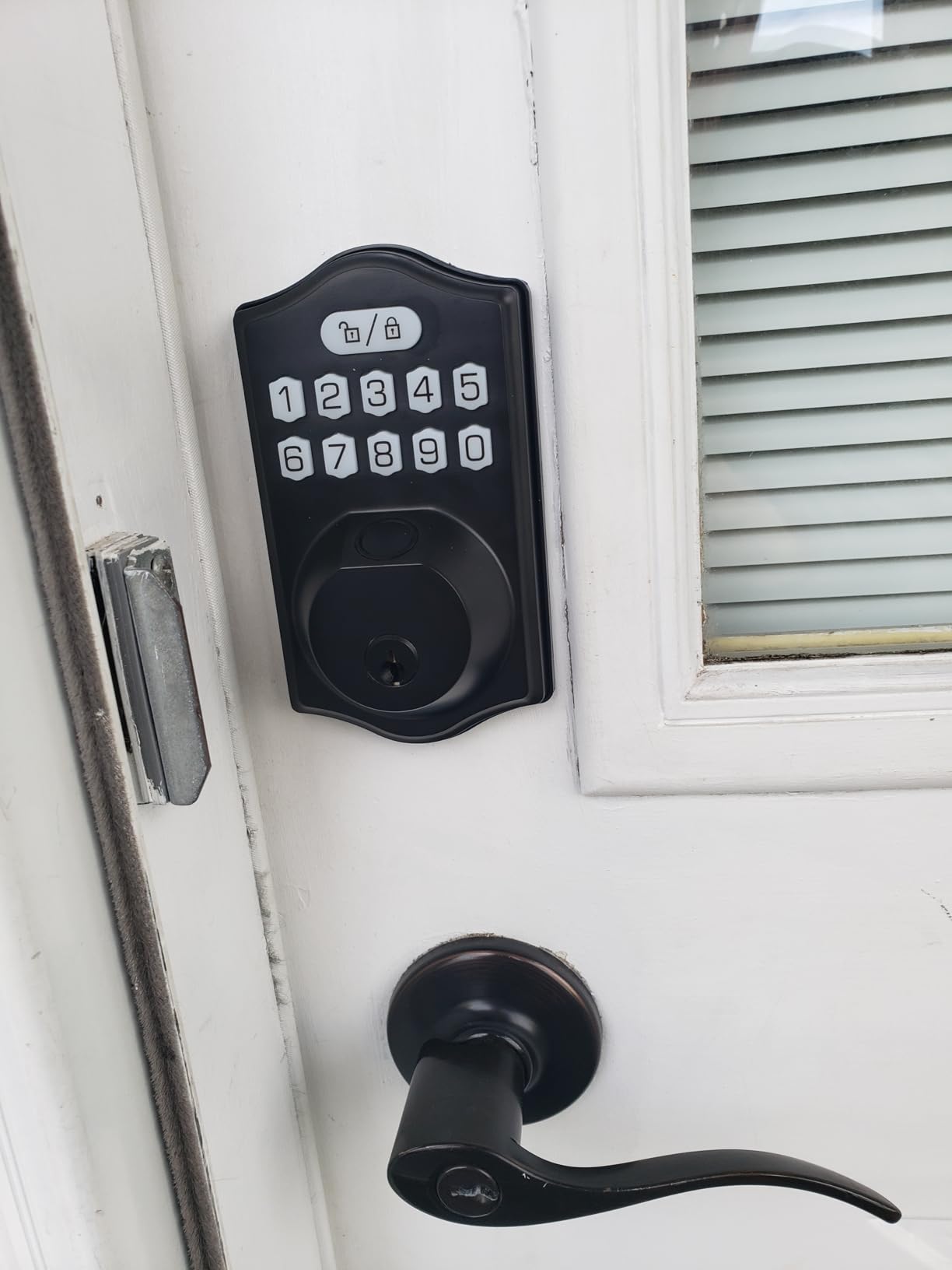 TEEHO TE002 Fingerprint Deadbolt with Keypad for Front Door, Matte Black customer photo 2