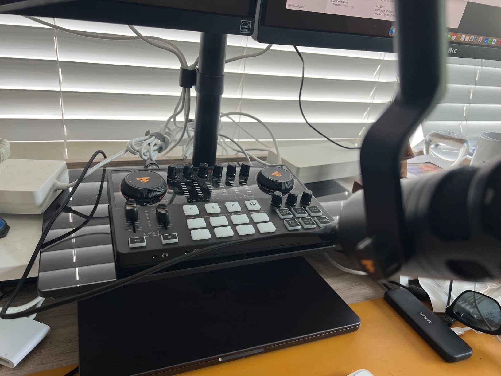 MAONO AME2 Audio Interface Mixer, Podcast Studio Console with XLR Input | 48V phantom power, Bluetooth, 11 custom sound pads, podcast recording, YouTube/TikTok live streaming, PC and XLR mic setup customer photo 1