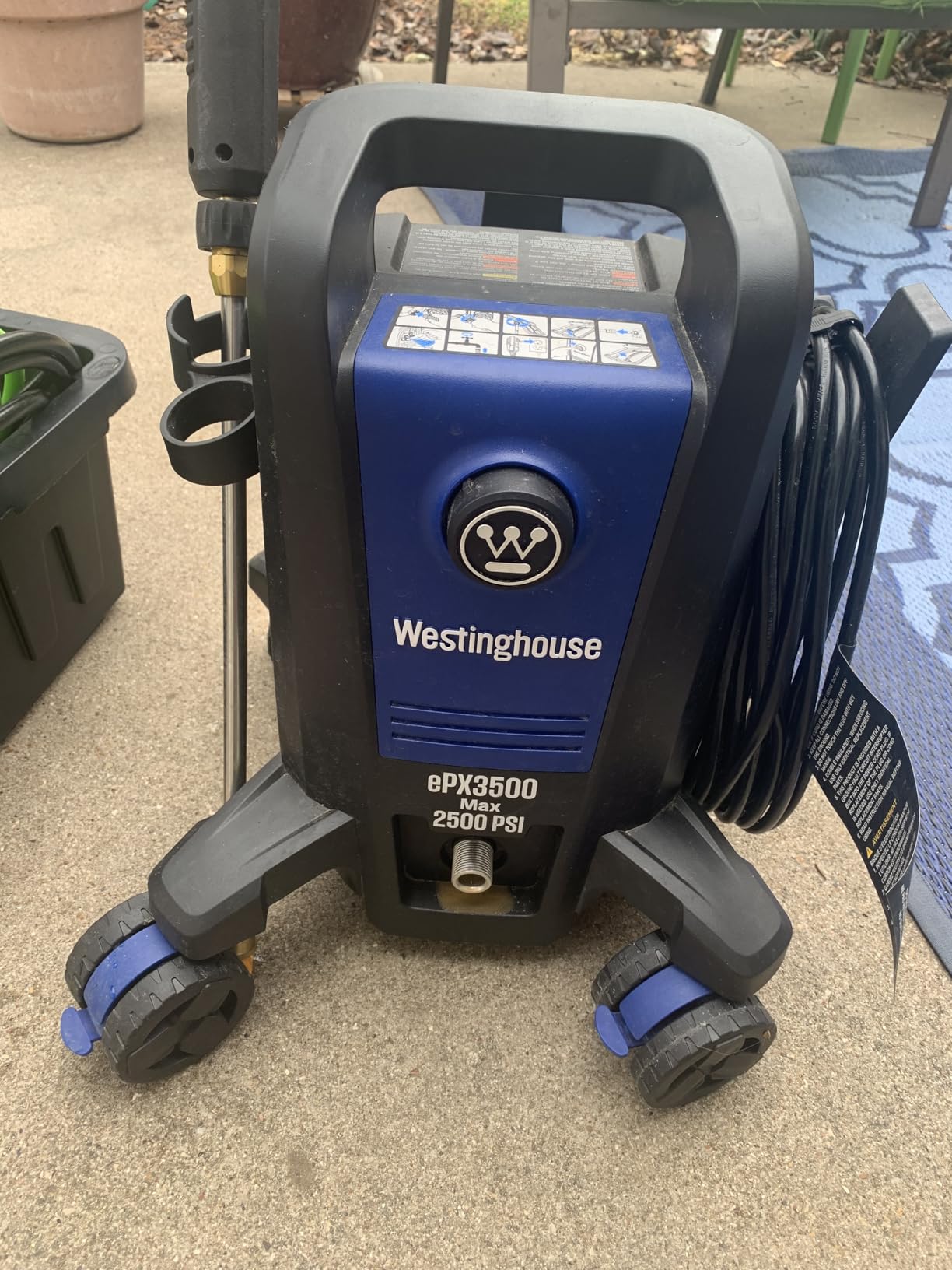 Westinghouse ePX3500 Electric Pressure Washer, 2500 Max PSI 1.76 Max GPM with Anti-Tipping Technology, Onboard Soap Tank, Pro-Style Steel Wand, 5-Nozzle Set, for Cars/Fences/Driveways/Home/Patios customer photo 2