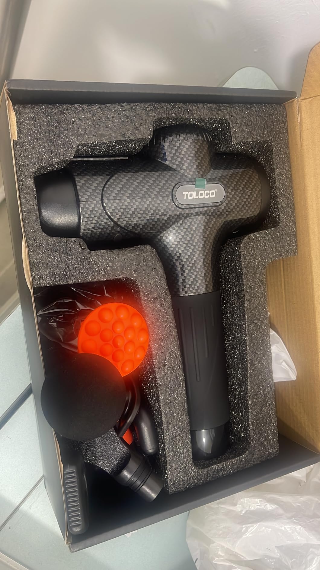 TOLOCO Massage Gun Deep Tissue, Percussion Massage Gun with 10 Replacement Heads, Super Quiet Portable Electric Massager for Athletes customer photo 2