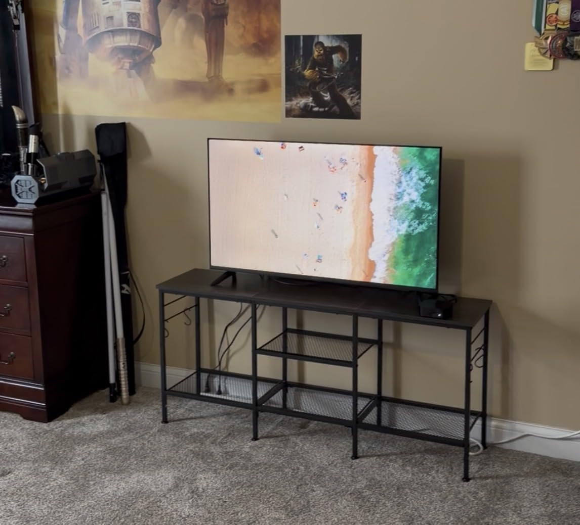 TV Stand for TVs up to 55 Inch, Entertainment Center with Open Storage Shelves, Media Console Table with Soundbar Shelf for Living Room, Bedroom, Rustic Brown customer photo 1
