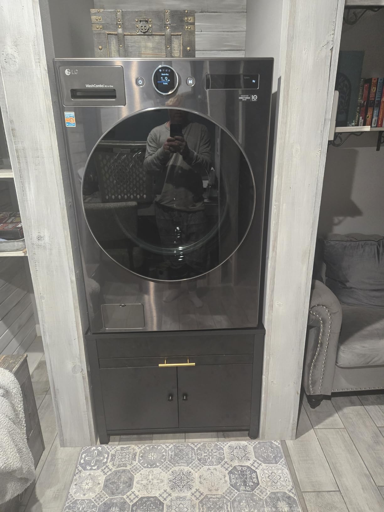 LG 5.0 cu. ft. Mega Capacity Smart Front Load Electric All-in-One Washer Dryer Combo with TurboWash360 WiFi in Black Steel customer photo 1