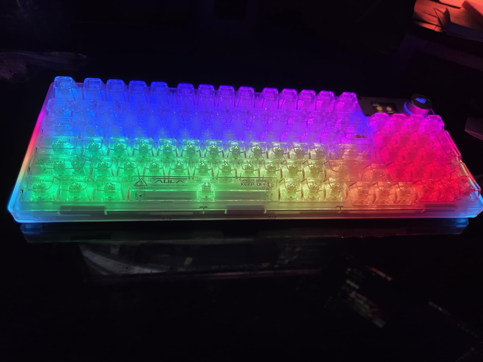 F98 Pro 95% Hot-Swappable Mechanical Keyboard - Transparent Keycaps, RGB Backlit Gaming Keyboard, Tri-Mode BT5.0/2.4G/USB-C, OLED Display, 4000mAh Battery, Pink customer photo 1