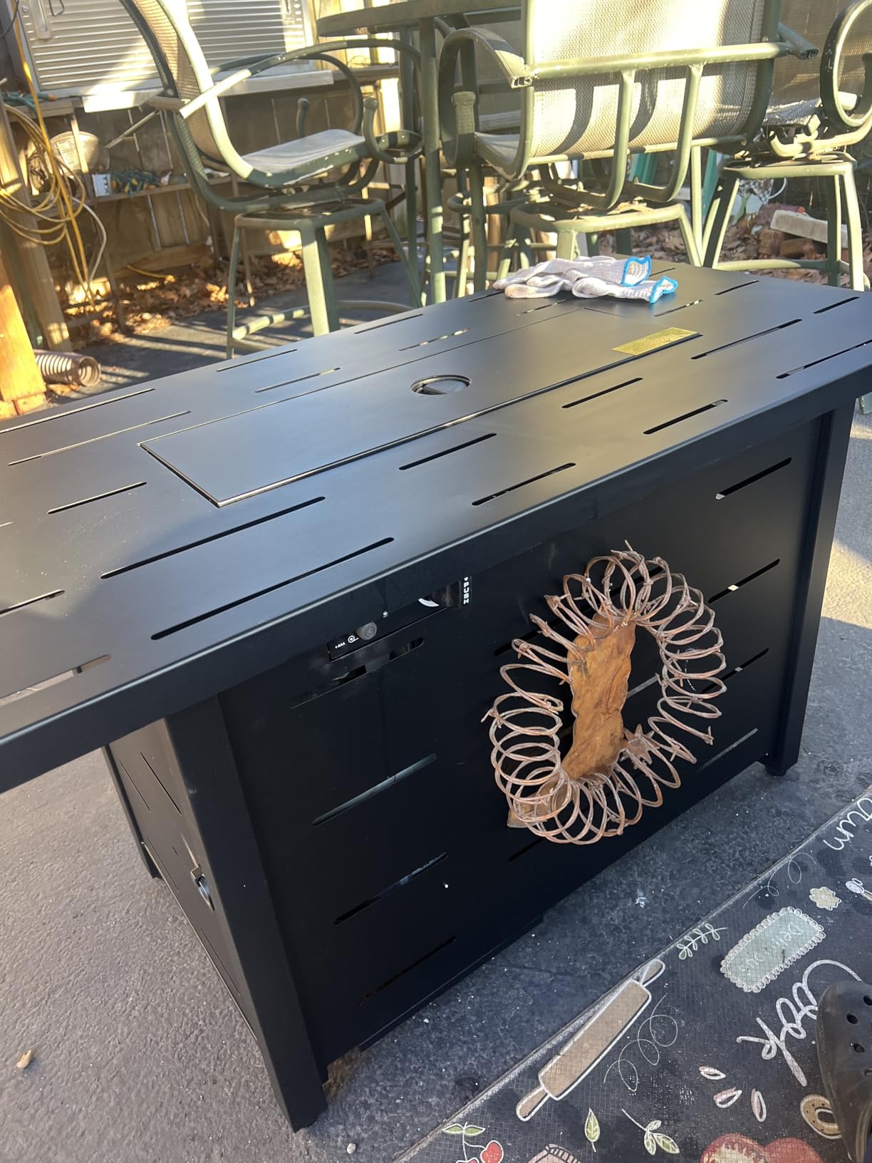 43 inch Outdoor Propane Fire Pit 50,000 BTU Gas Fire Pit Table with Lid, Waterproof Cover, Rectangle Gas Firepit Table for Garden/Patio, CSA Certification customer photo 1