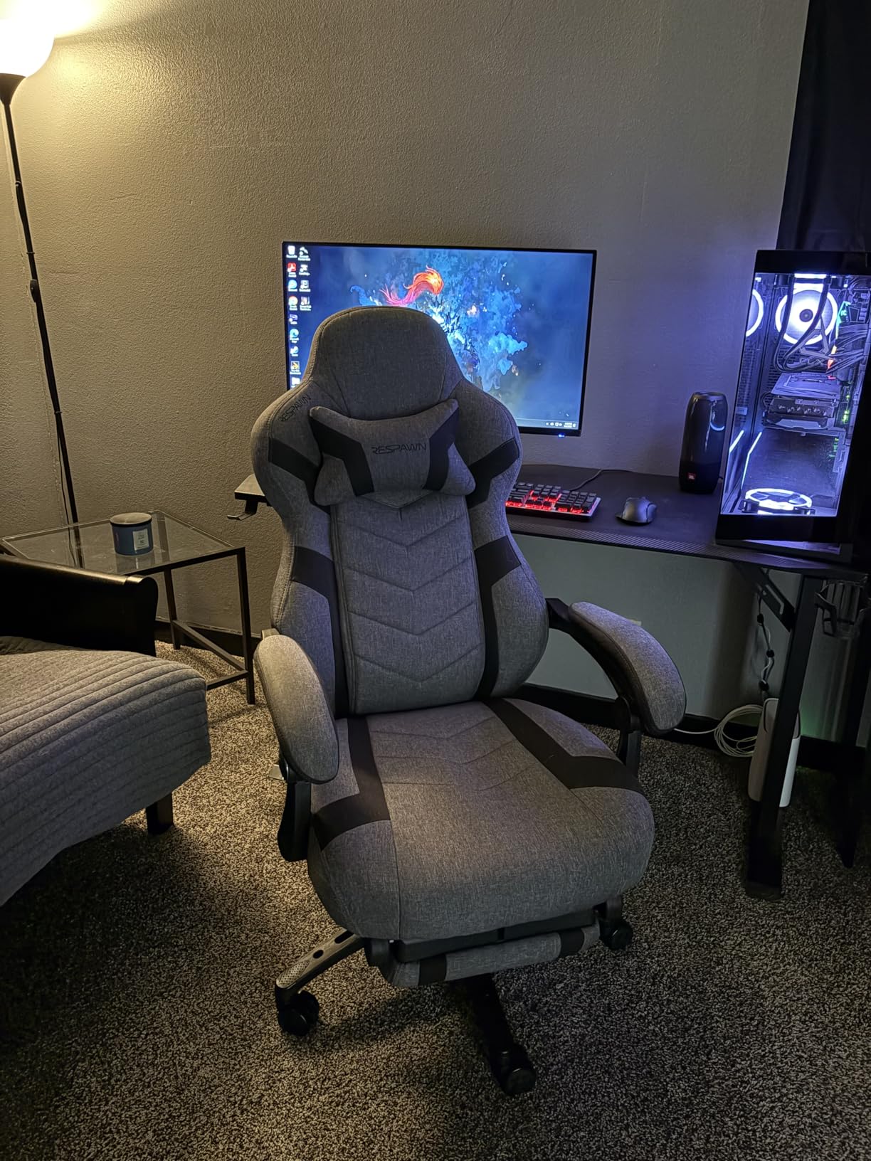 Respawn 110 Pro Ergonomic Gaming Chair with Footrest for Adults - Comfortable Office Gaming Recliner with Lumbar Support and Headrest, Racing Style Video Game Chairs (Gray Fabric) customer photo 2