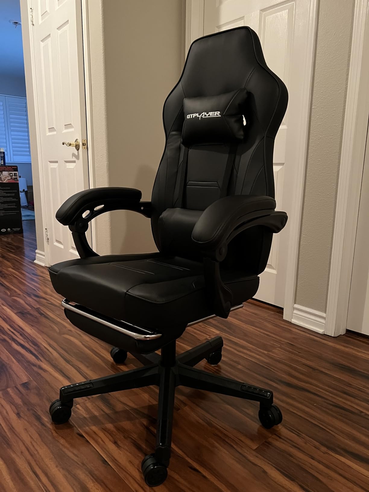 GTPLAYER Gaming Chair with Footrest, Big and Tall Game Chair 350lb Racing Style Computer Chair, Ergonomic Executive Office Chair High Back with Lumbar Support and Recliner (Light Gray) customer photo 2