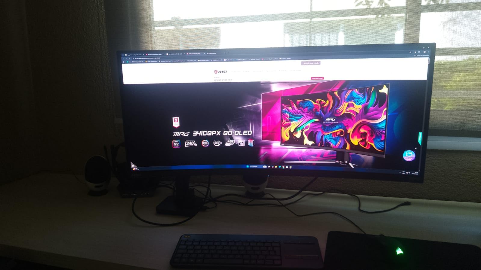 MSI MPG 491CQPX QD-OLED 49-inch QD-OLED 5120 x 1440 (DQHD) Computer Monitor, 240Hz, Adaptive-Sync, HDMI, Display Port, VGA Port, VESA Mountable, Tilt, Height Adjustable, Speaker, 0.03ms, Black customer photo 1